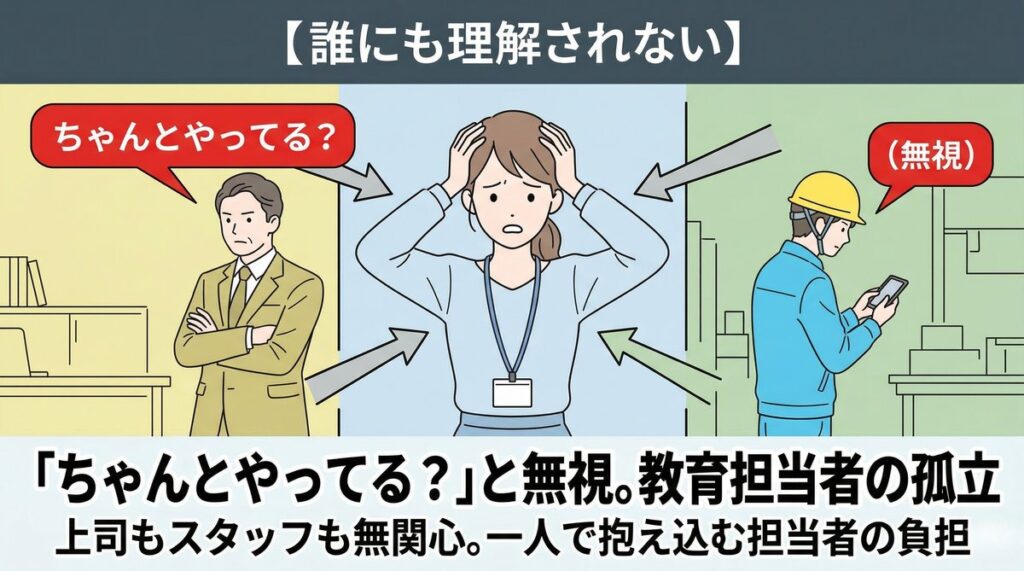 上司のプレッシャーと派遣スタッフの無関心に挟まれる教育担当者