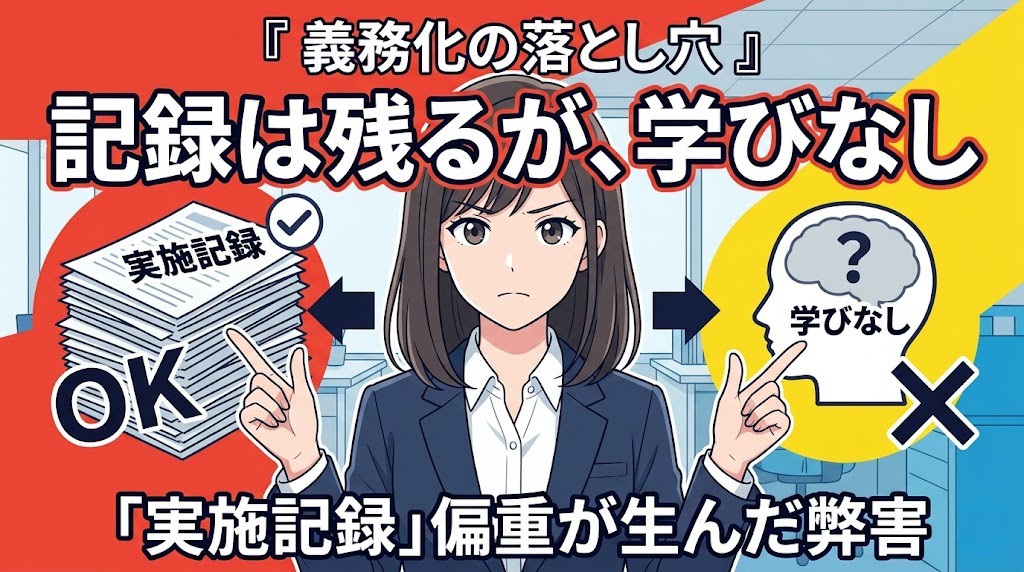 『義務化の落とし穴』記録は残るが、学びなし。「実施記録」偏重が生んだ弊害