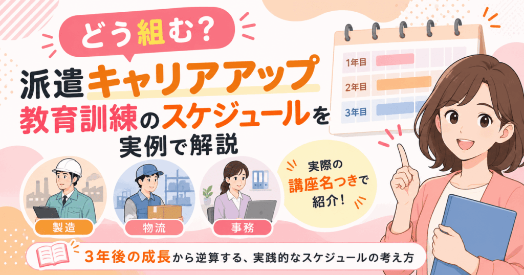派遣キャリアアップ教育訓練のスケジュールを実例をもとに解説した記事のアイキャッチ画像
