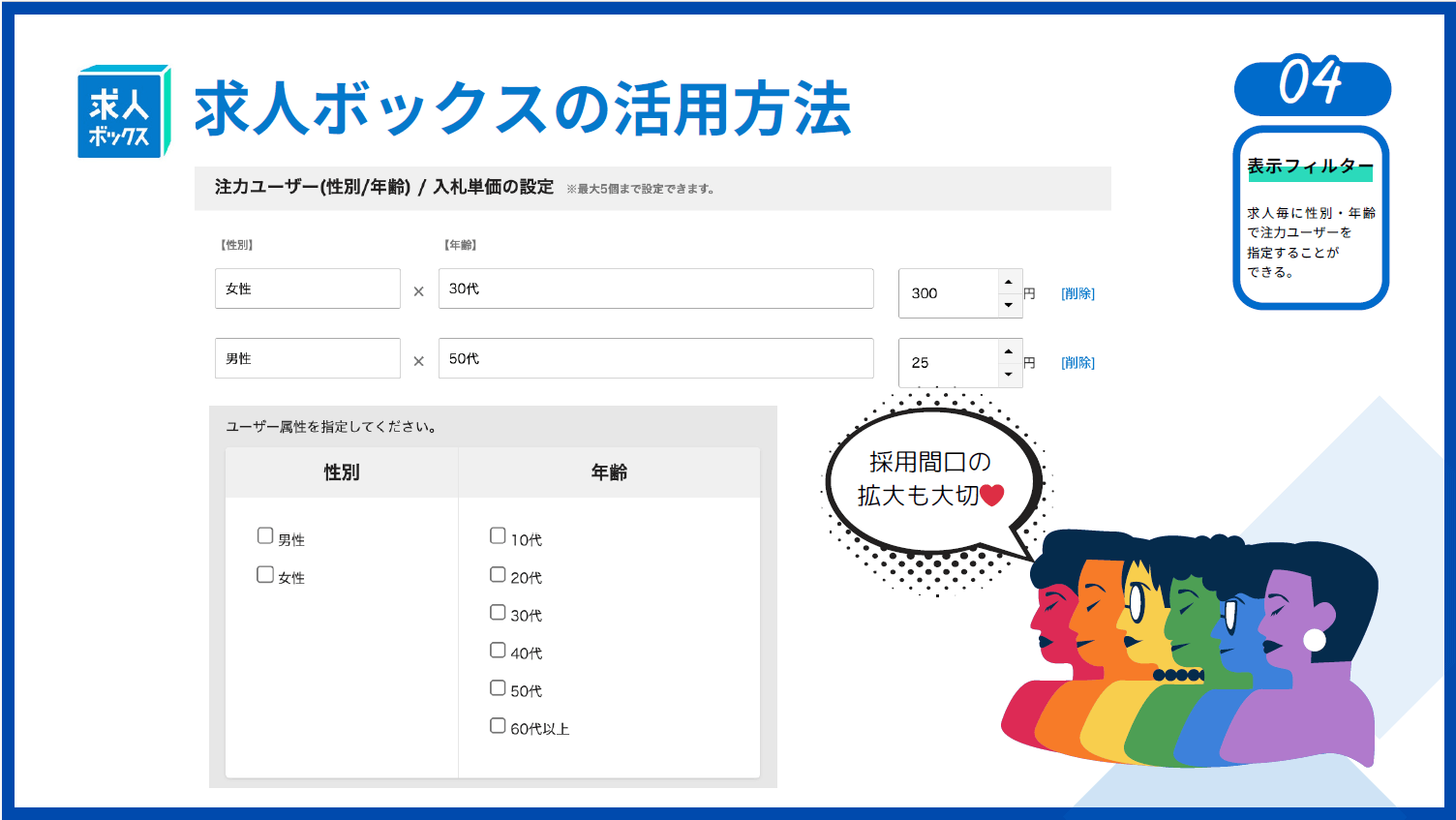 求人ボックスの表示フィルター事例