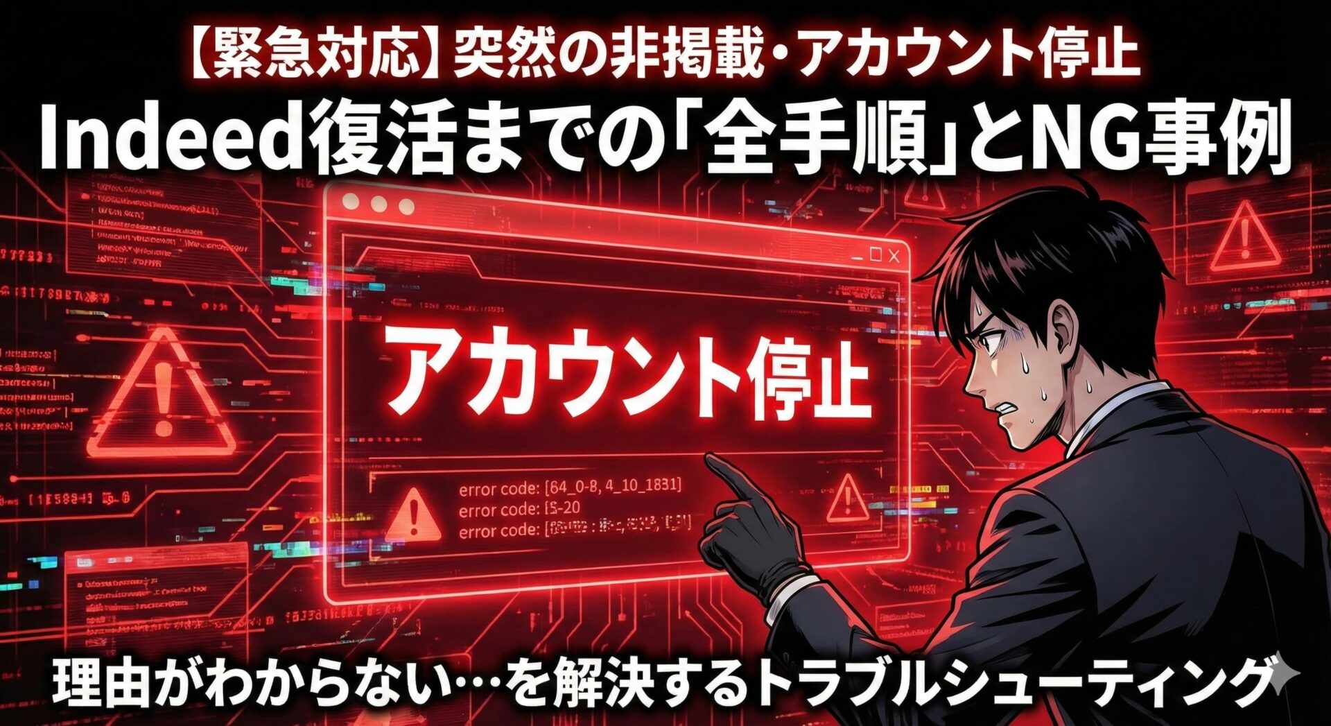 【Indeedトラブル解決】掲載ポリシー違反・ガイドライン違反で起こる非掲載とアカウント停止の対処法